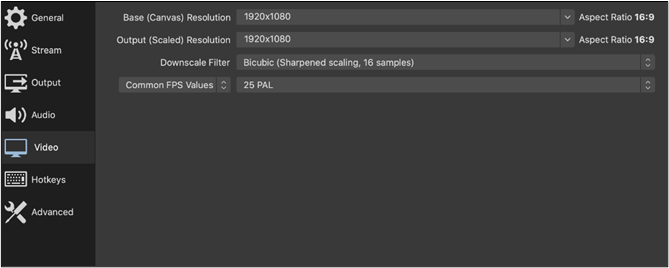 resolução da tela obs