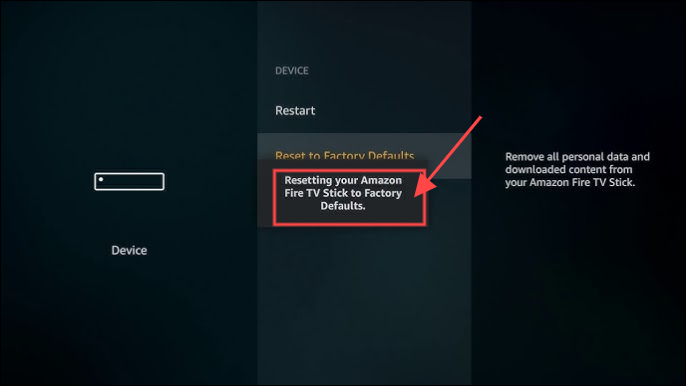 restaurar los valores de fábrica de firestick