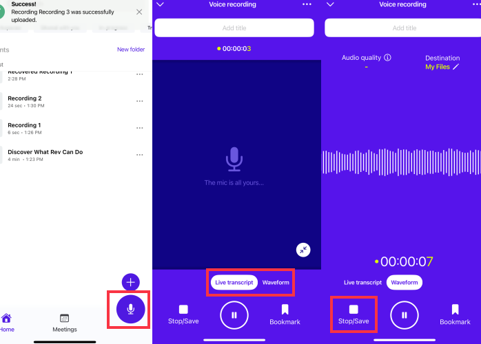 rev audio recorder
