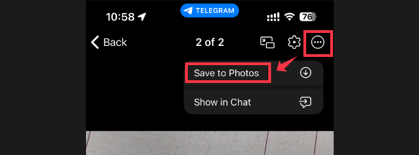 save Telegram private video to photos