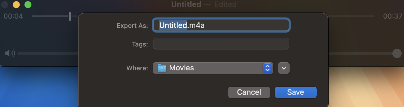 salvar arquivo de áudio recortado