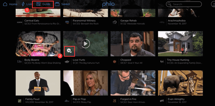 salva i video usando philo dvr