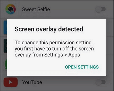 Overlay-Konflikt in Android