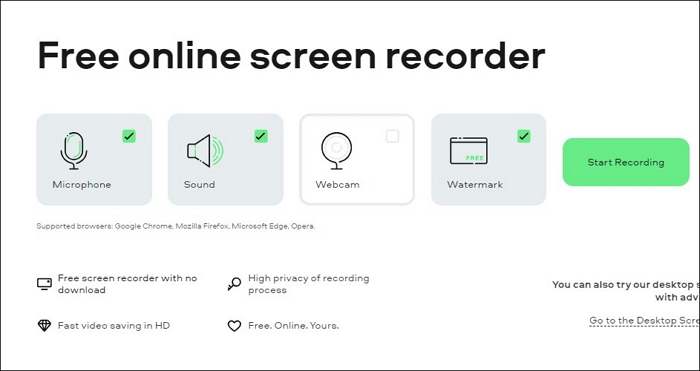 interface de capture d'écran en ligne