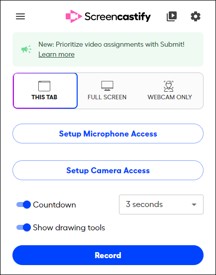 screencastify new interface