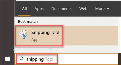 Screenshot with Snipping Tool