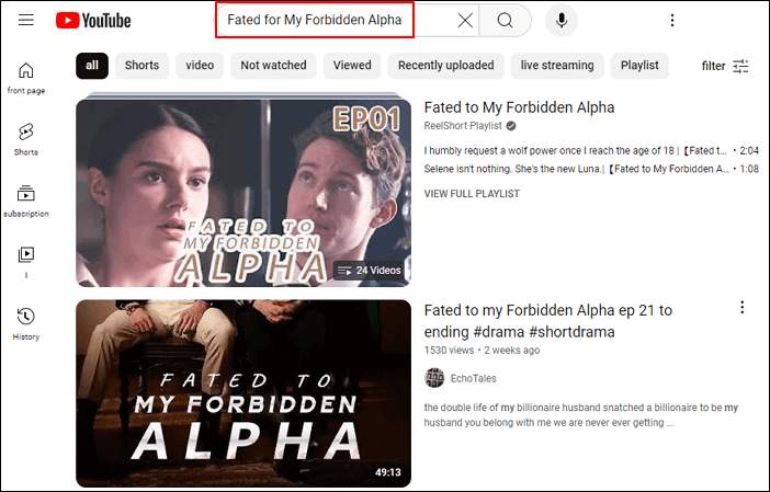 busca destinado a mi alfa prohibido en youtube