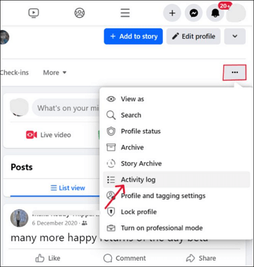 Facebook-Aktivitätsprotokoll auf dem PC öffnen