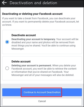 Deactivate Your Facebook Account
