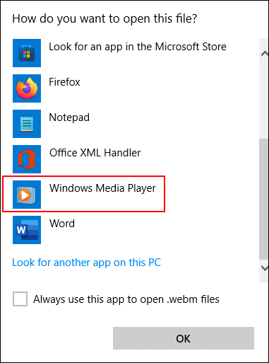 選擇 Windows Media Player 開啟 WebM.png