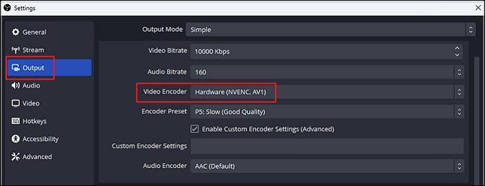Definir codificador de hardware