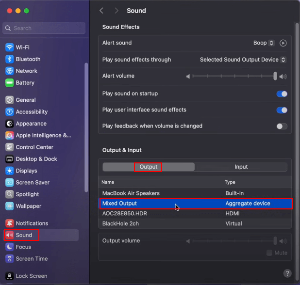 set muti output device mac