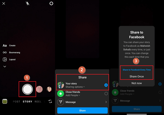 Compartilhe o Instagram Reel no Facebook no Android