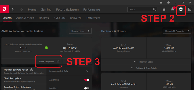 botão verificar atualizações