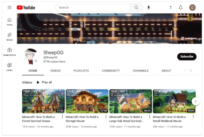 Canal SheepGG no YouTube
