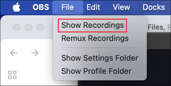 show recordings obs
