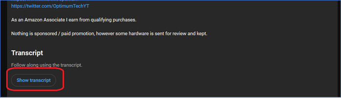 Botón Mostrar transcripción.
