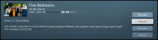 Smart TV-Aufnahmetaste