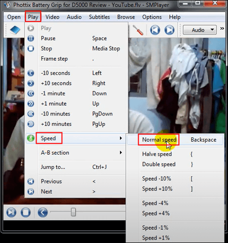 SMPlayer altera a velocidade de reprodução do vídeo