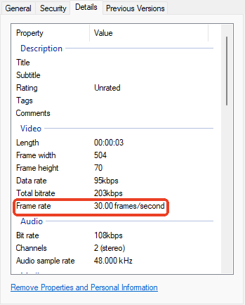 snipping tool video properties