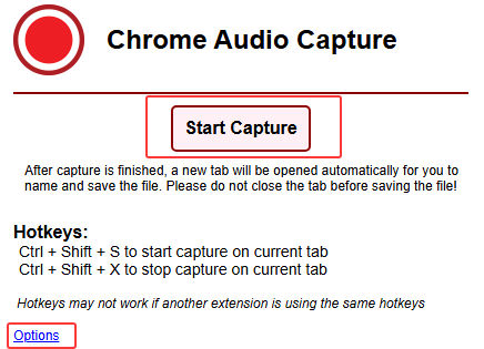 start capture audio from website