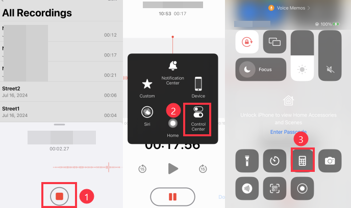 start recording and enable calculator app