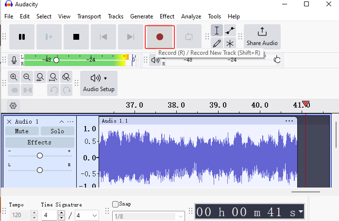 start recording online audio in audacity