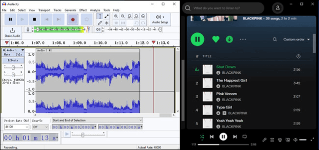 Nehmen Sie Spotify mit Audacity auf