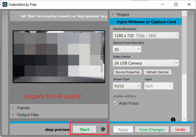 start recording videovelocity
