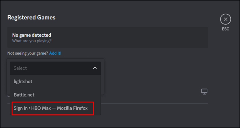 Etapa 4 para transmitir HBO Max no Discord