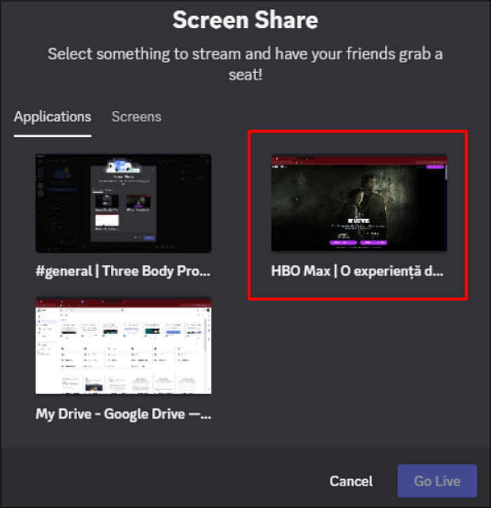 How to fix black screen when streaming browser video over Discord.