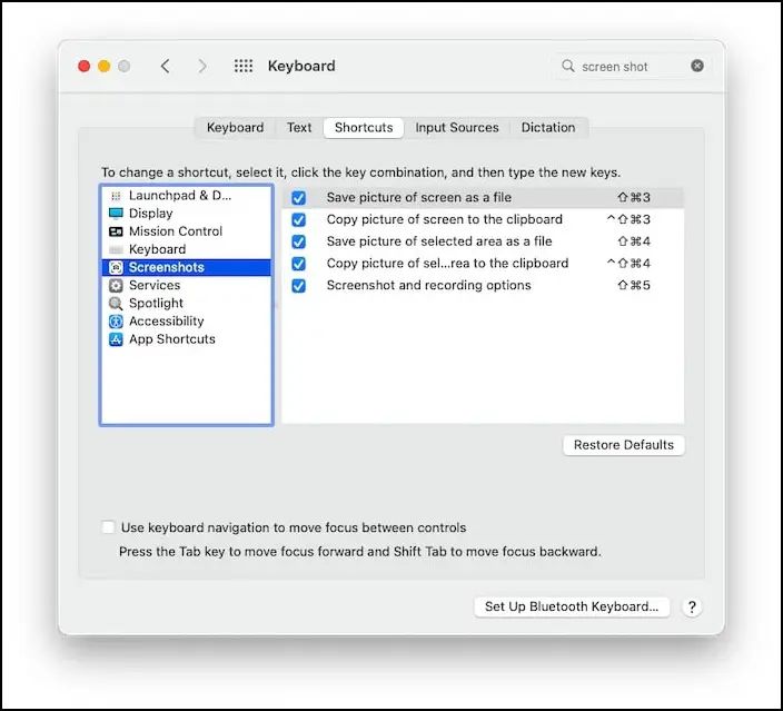Opción Teclado en Preferencias del Sistema