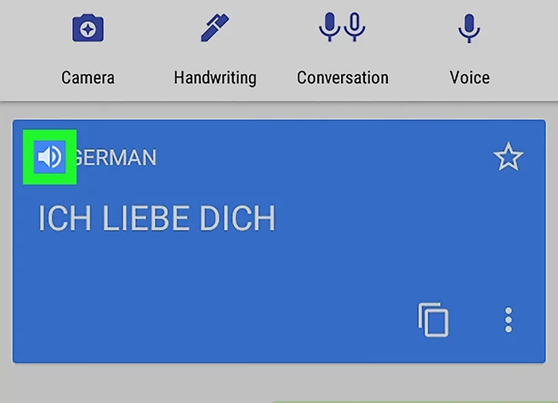 スピーカーアイコンのGoogle翻訳をタップ