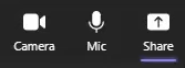 teams camera mic share button