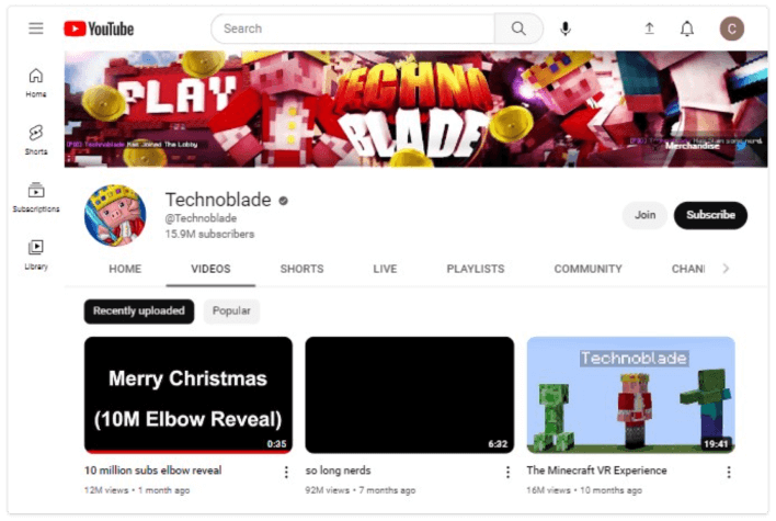 The Technoblade 10 million subs elbow reveal dropped today and im