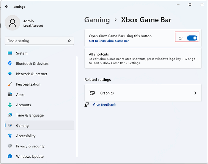 Umschalten auf Spielleiste