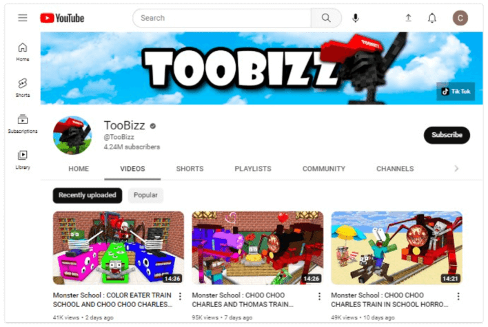 Canal TooBizz no YouTube