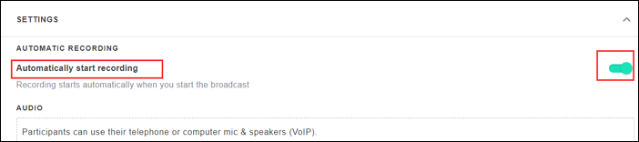 activar la función de inicio automático de grabación