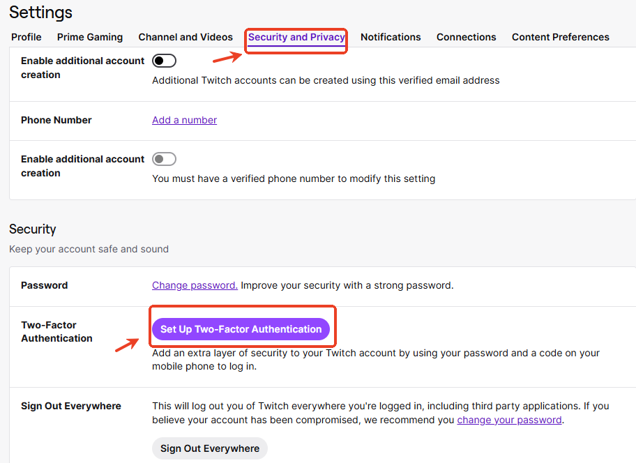 two factor authentication twitch