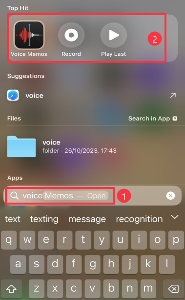 type voice memo in search bar.png
