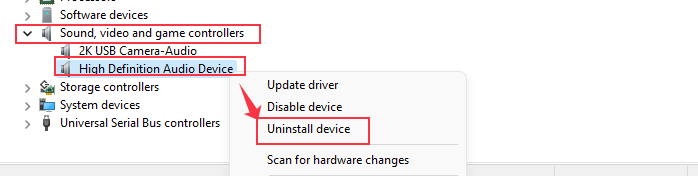 desinstalar dispositivo de áudio