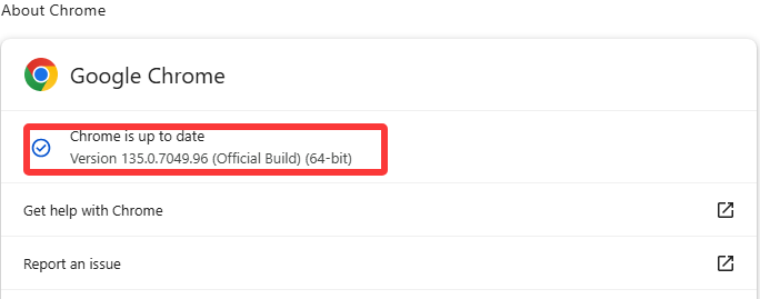 update chrome in settings