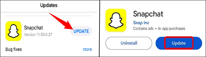 Snapchat-Version aktualisieren