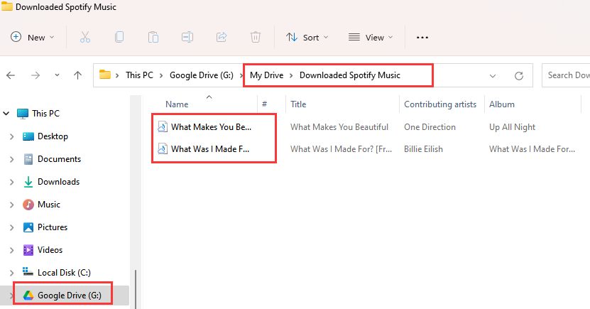 carregar arquivos de música do Spotify para o Google Drive