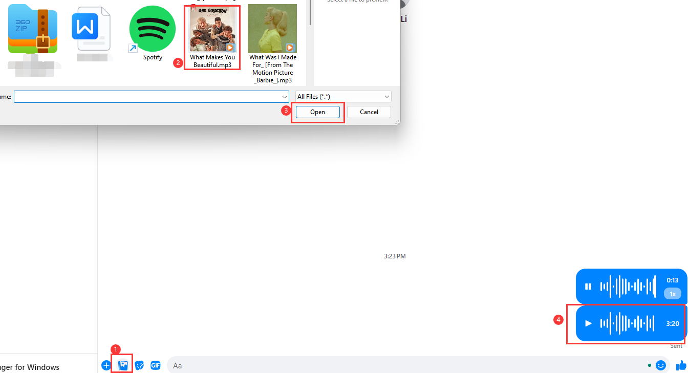 use o facebook para enviar arquivos de música para o telefone