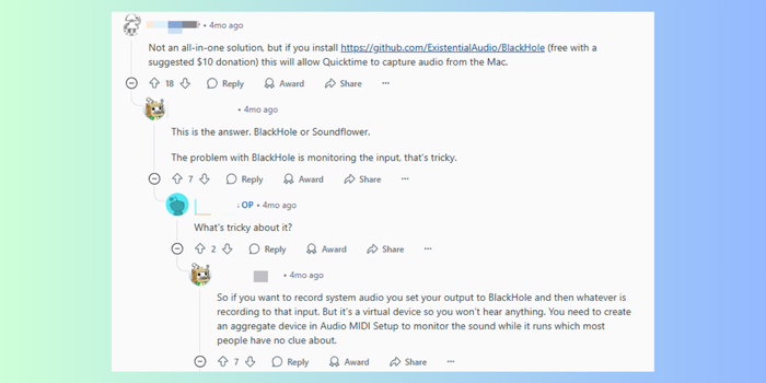 usa qt blackhole registra l'audio interno del mac