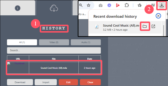 visualizza file audio