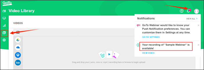 ver grabaciones en videoteca