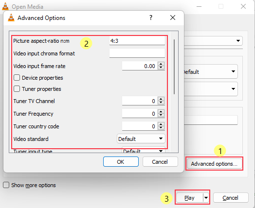 vlc advanced options