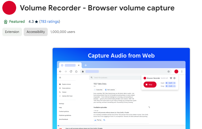 volume recorder chrome extension